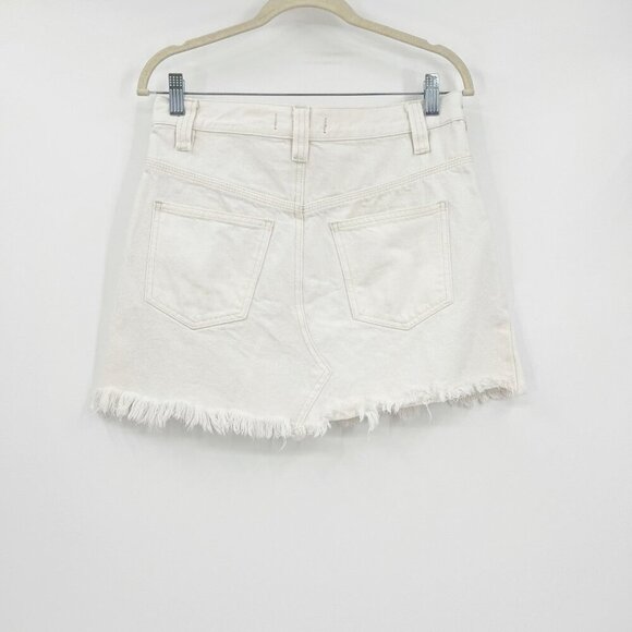 We The Free White Denim Skirt 27 Raw Hem Jean Mini Free People Boho - Picture 11 of 12